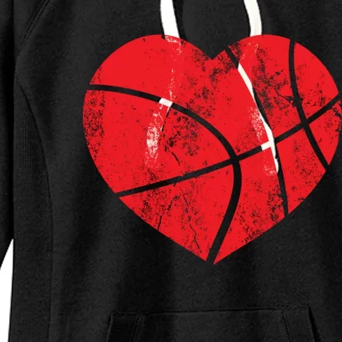 Basketball Heart Love Valentines Day Sport Player Coach Funny Gift Women's Fleece Hoodie