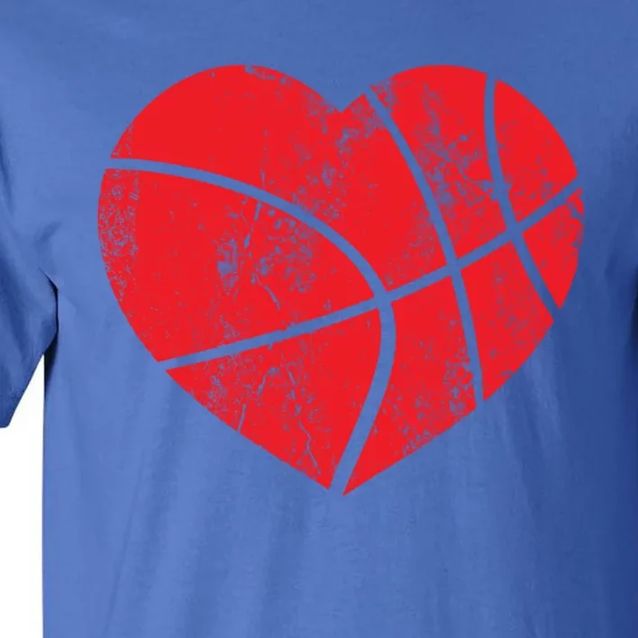 Basketball Heart Love Valentines Day Sport Player Coach Funny Gift Tall T-Shirt