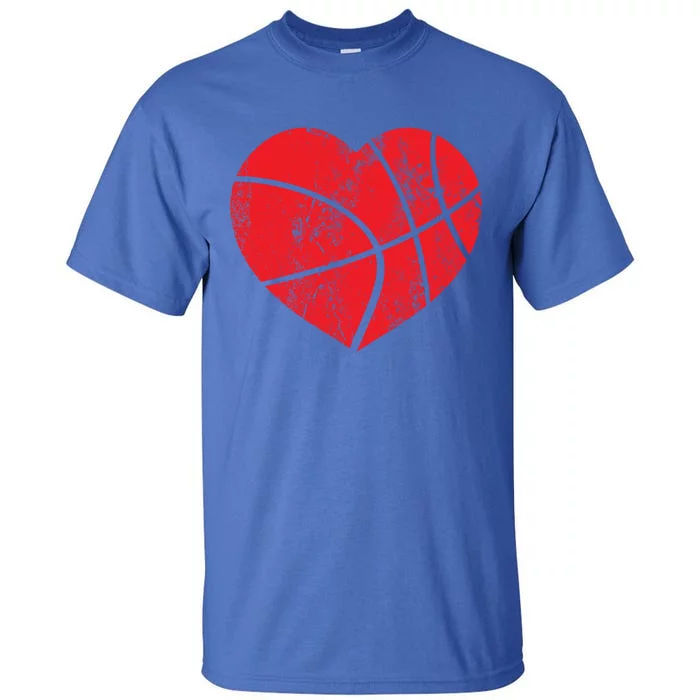 Basketball Heart Love Valentines Day Sport Player Coach Funny Gift Tall T-Shirt