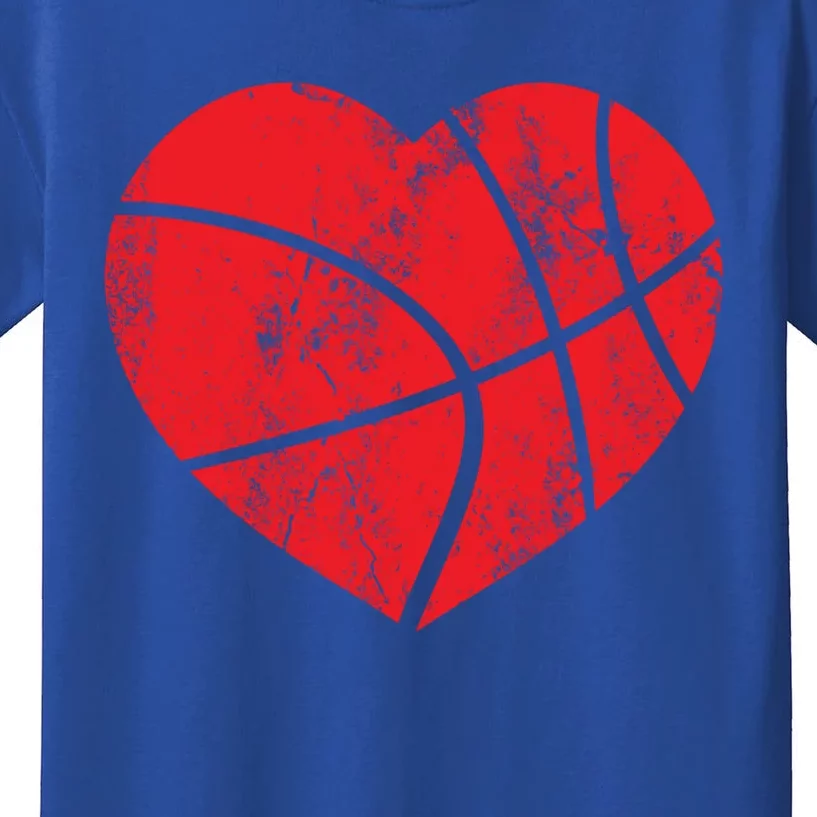 Basketball Heart Love Valentines Day Sport Player Coach Funny Gift Kids T-Shirt