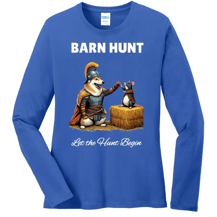 Barn Hunt Lover Warrior Rat And Icelandic Sheepdog Ladies Long Sleeve Shirt