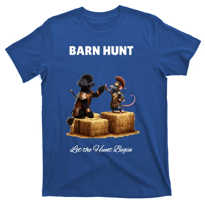 Barn Hunt Lover Warrior Rat And Black Poodle Dog T-Shirt