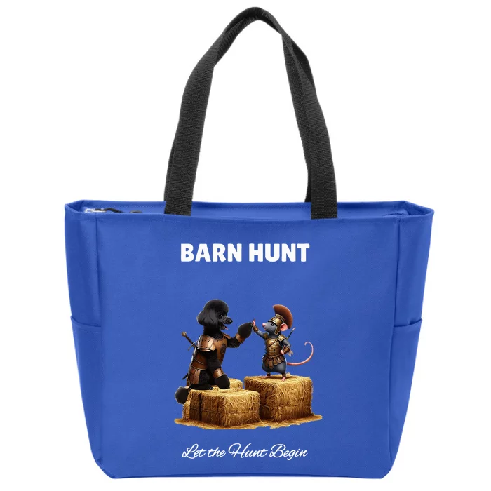 Barn Hunt Lover Warrior Rat And Black Poodle Dog Zip Tote Bag