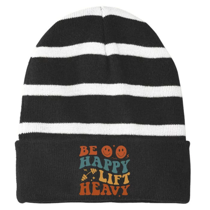 Be Happy Lift Heavy Striped Beanie with Solid Band