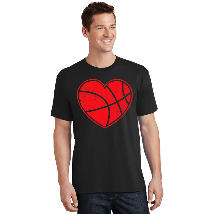 Basketball Heart Love Valentines Day Mom T-Shirt