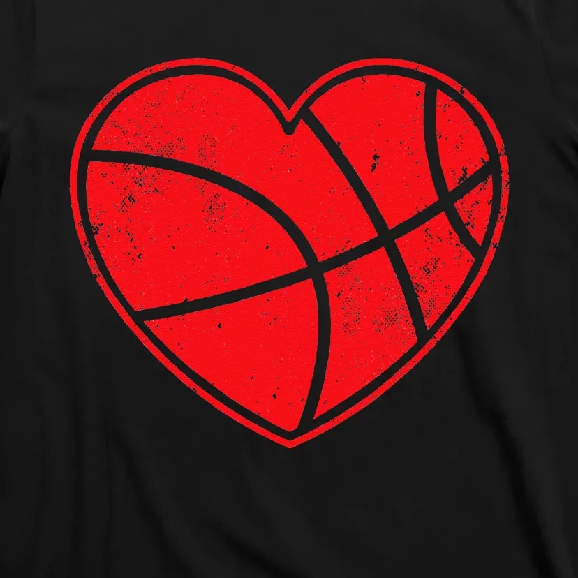 Basketball Heart Love Valentines Day Mom T-Shirt