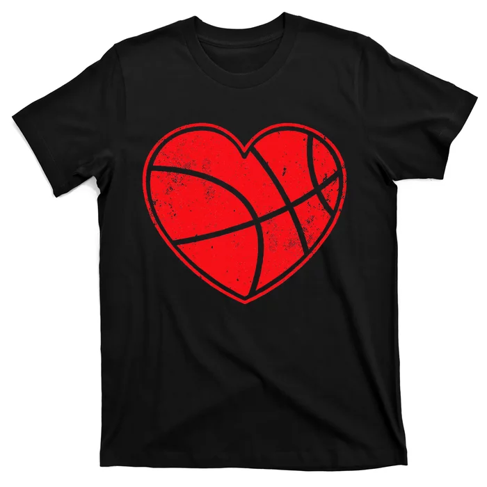 Basketball Heart Love Valentines Day Mom T-Shirt