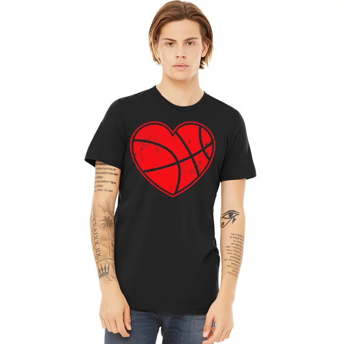 Basketball Heart Love Valentines Day Mom Premium T-Shirt