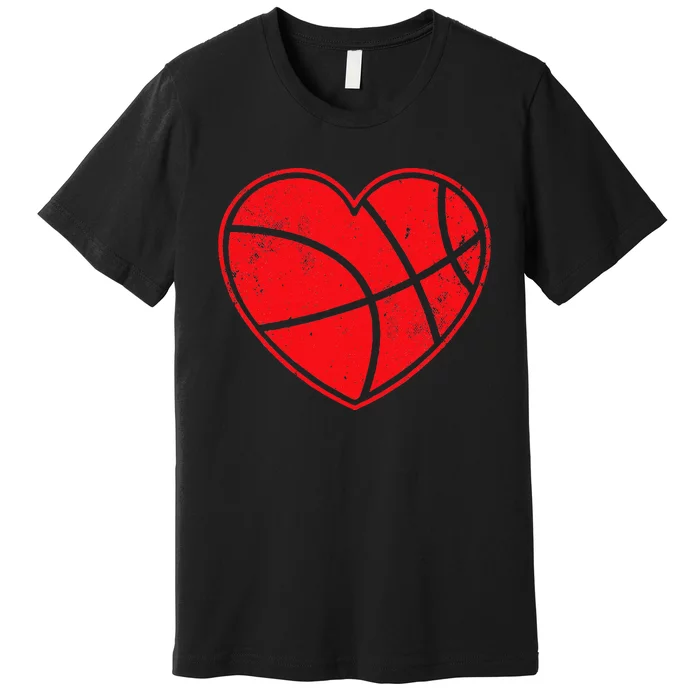 Basketball Heart Love Valentines Day Mom Premium T-Shirt