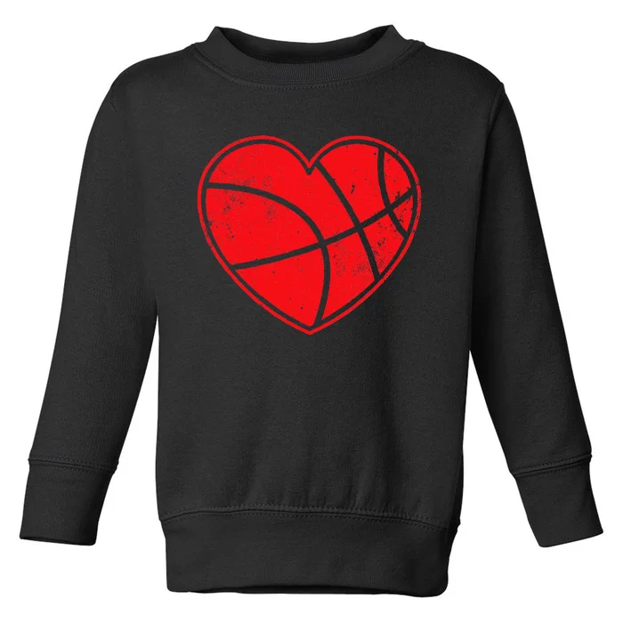 Basketball Heart Love Valentines Day Mom Toddler Sweatshirt