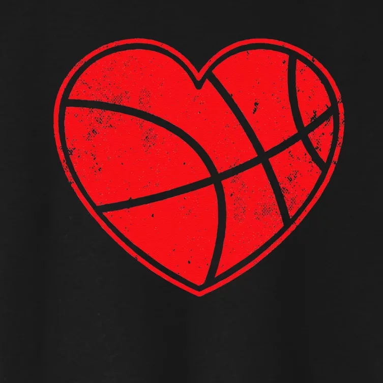 Basketball Heart Love Valentines Day Mom Women's Crop Top Tee