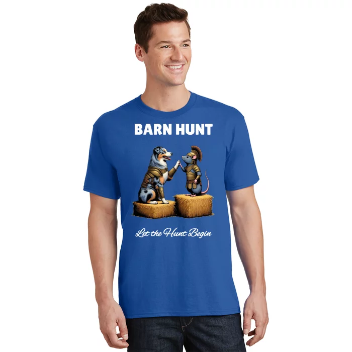 Barn Hunt Lover Cute Warrior Rat And Blue Merle Aussie Dog Gift T-Shirt