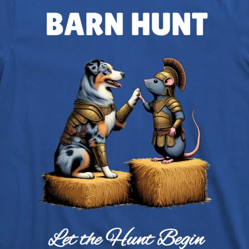 Barn Hunt Lover Cute Warrior Rat And Blue Merle Aussie Dog Gift T-Shirt