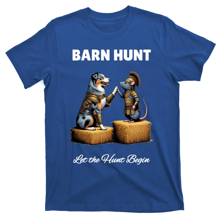 Barn Hunt Lover Cute Warrior Rat And Blue Merle Aussie Dog Gift T-Shirt