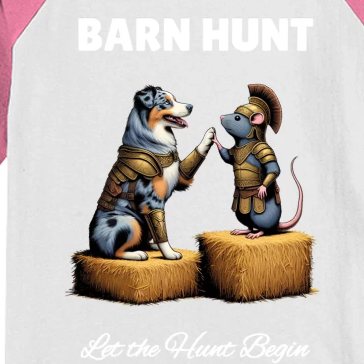 Barn Hunt Lover Cute Warrior Rat And Blue Merle Aussie Dog Gift Kids Colorblock Raglan Jersey