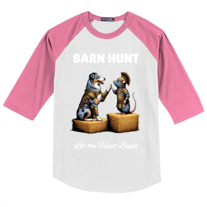 Barn Hunt Lover Cute Warrior Rat And Blue Merle Aussie Dog Gift Kids Colorblock Raglan Jersey