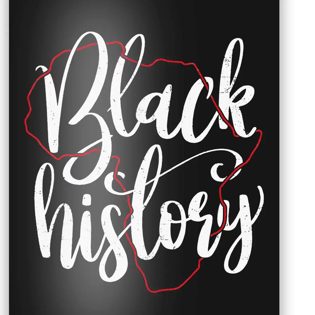 Black History Lettering in Africa Map outline Poster