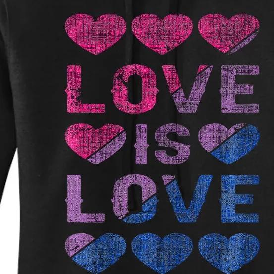 Bisexual Hearts Love is Love LGBT Pride Women's Pullover Hoodie