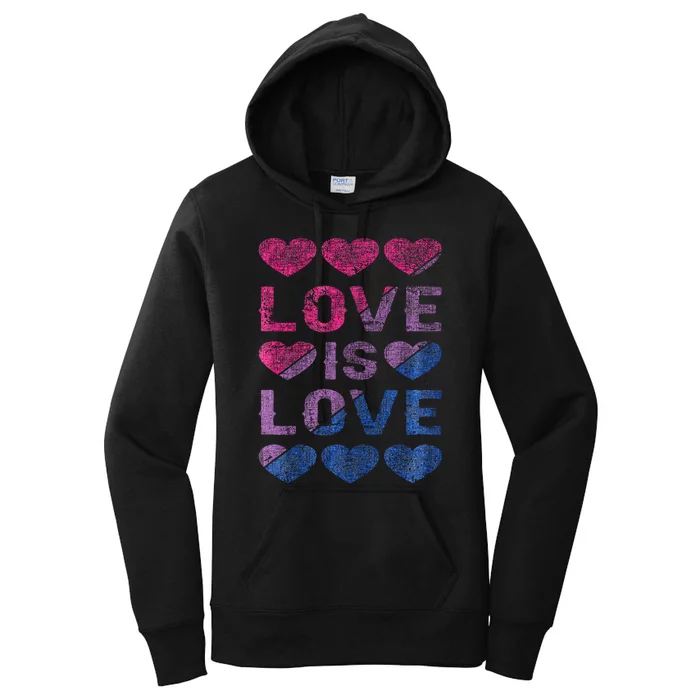 Bisexual Hearts Love is Love LGBT Pride Women's Pullover Hoodie