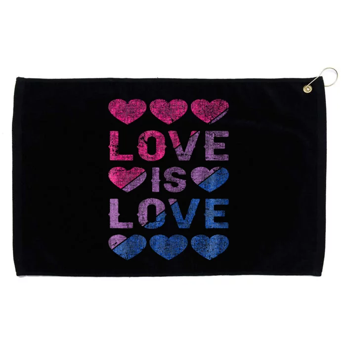 Bisexual Hearts Love is Love LGBT Pride Grommeted Golf Towel