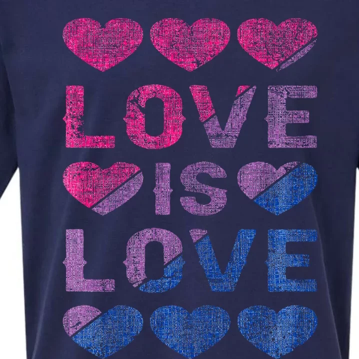 Bisexual Hearts Love is Love LGBT Pride Sueded Cloud Jersey T-Shirt