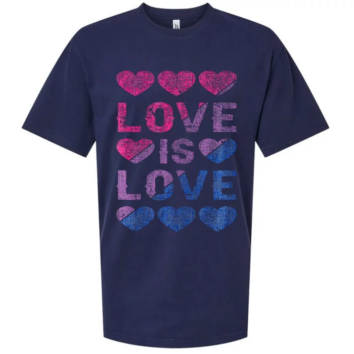 Bisexual Hearts Love is Love LGBT Pride Sueded Cloud Jersey T-Shirt