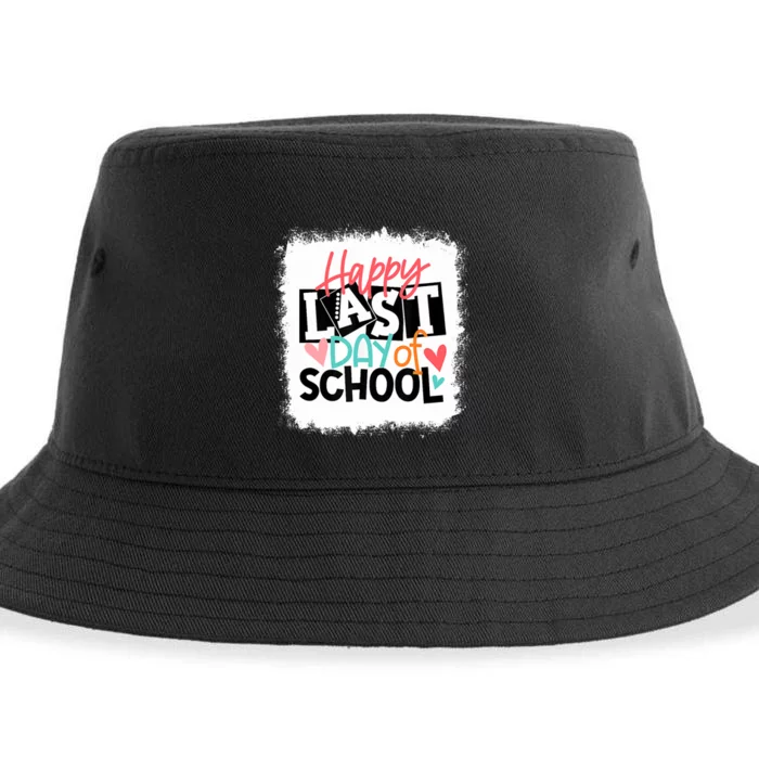 Bleached Happy Last Day Of School Teacher Student Graduation Sustainable Bucket Hat