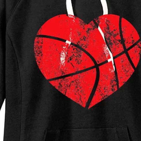 Basketball Heart Love Valentines Day Sport Player Coach Kids Women's Fleece Hoodie