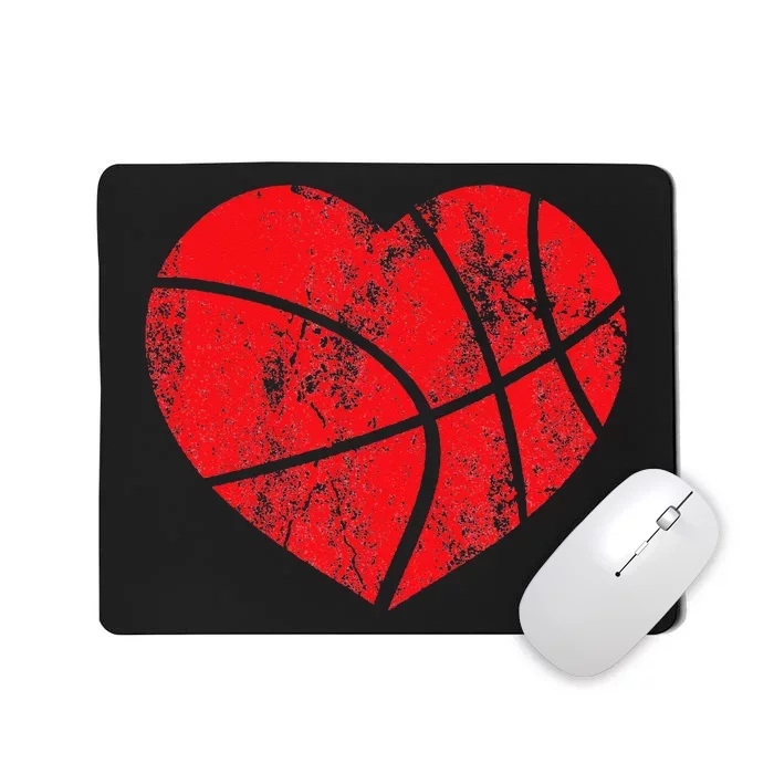 Basketball Heart Love Valentines Day Sport Player Coach Kids Mousepad