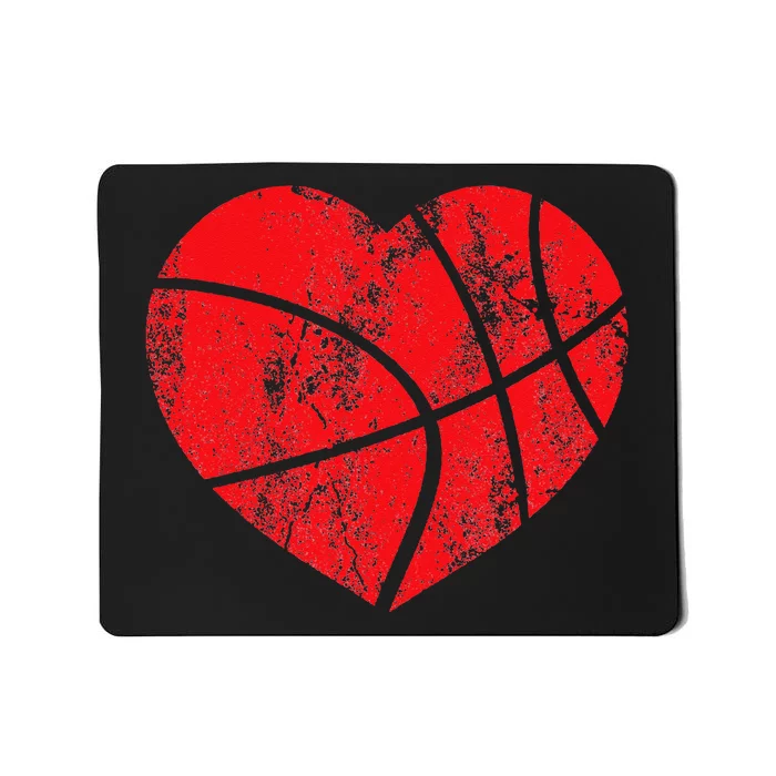 Basketball Heart Love Valentines Day Sport Player Coach Kids Mousepad