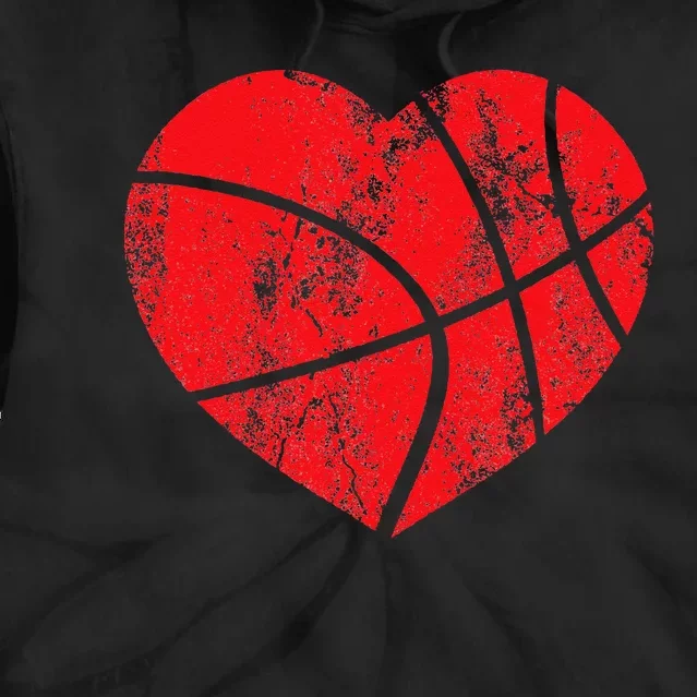 Basketball Heart Love Valentines Day Sport Player Coach Kids Tie Dye Hoodie