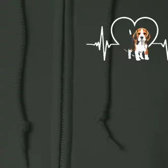 Beagle Heartbeat Love Beagle Full Zip Hoodie