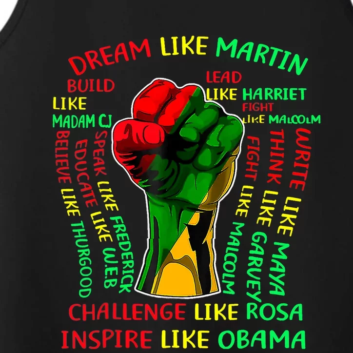 Black History Leaders Fist Hand Juneteenth African American Performance Tank