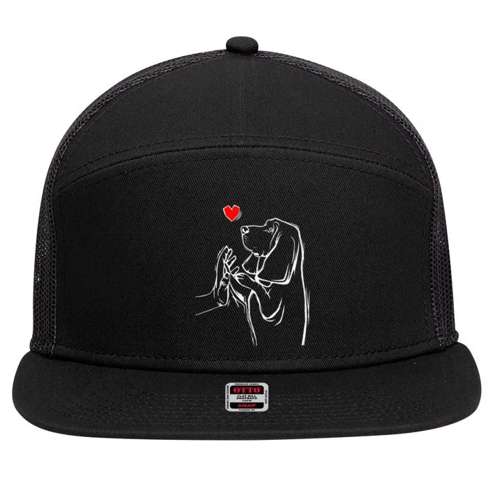 Basset Hound Love Dog 7 Panel Mesh Trucker Snapback Hat