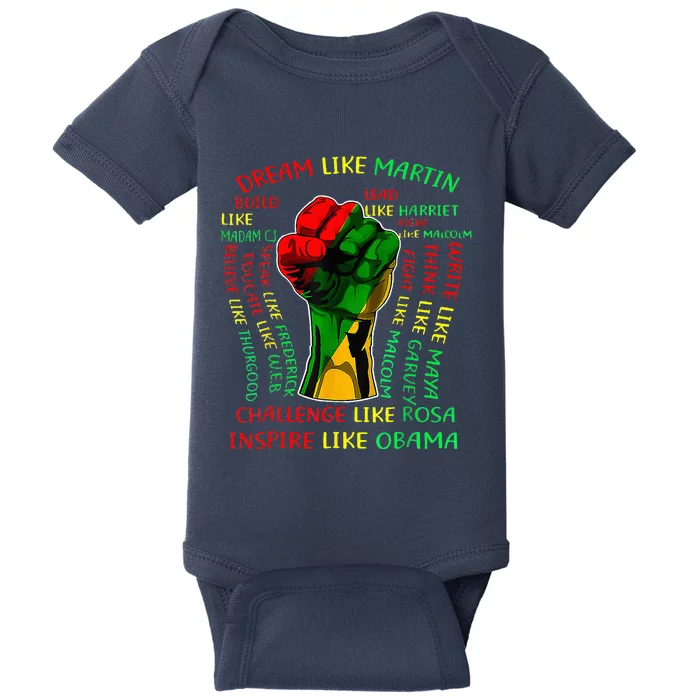 Black History Leaders Fist Hand Juneteenth African American Baby Bodysuit