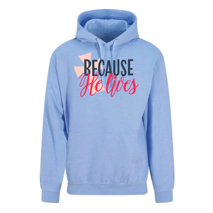 Because He Lives Jesus Cross Unisex Surf Hoodie