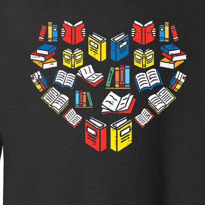 Books Heart Love Reading Teacher Librarian Bookworm Toddler Sweatshirt