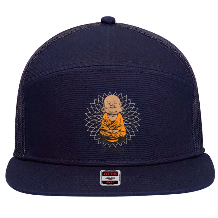 Ba Happy Little Happy Buddha Peaceful 7 Panel Mesh Trucker Snapback Hat