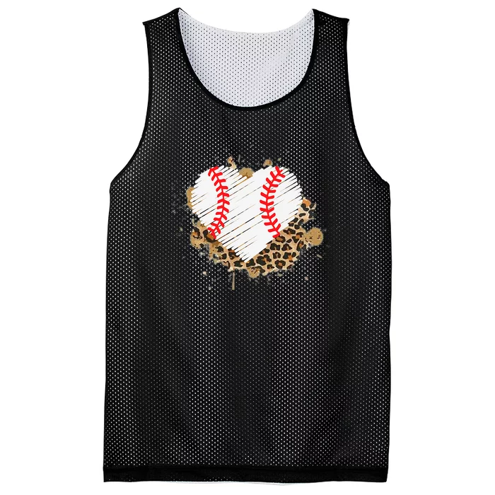 Baseball Heart Leopard TBall Heart Distress Baseball Heart Mesh Reversible Basketball Jersey Tank