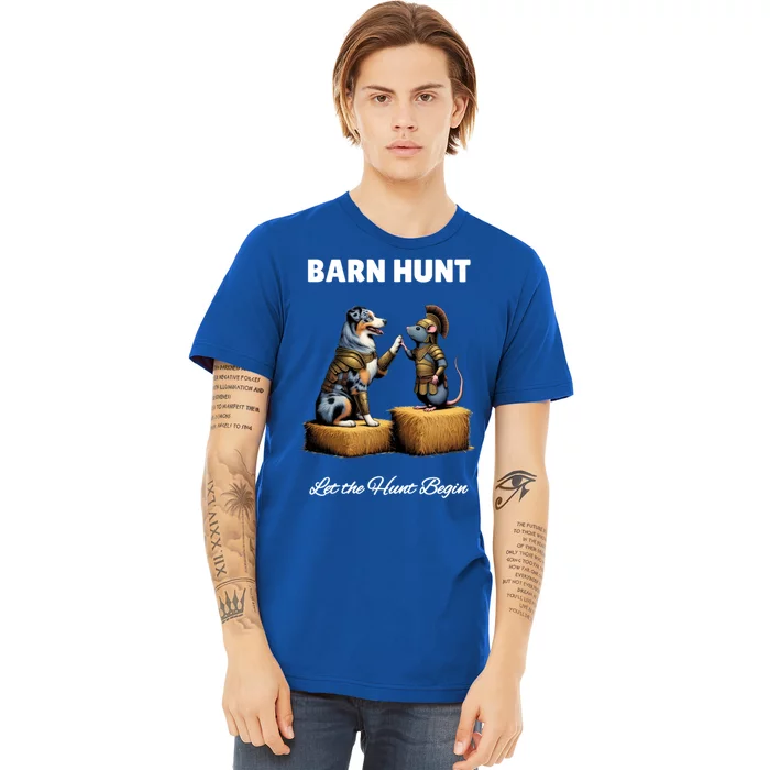 Barn Hunt Lover Cute Warrior Rat And Blue Merle Aussie Dog Cute Gift Premium T-Shirt