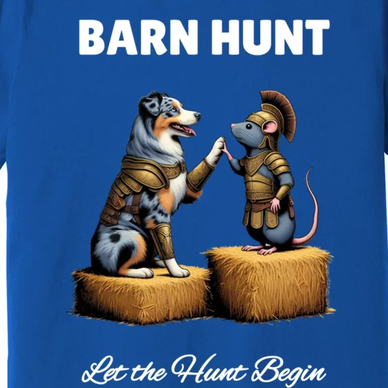 Barn Hunt Lover Cute Warrior Rat And Blue Merle Aussie Dog Cute Gift Premium T-Shirt