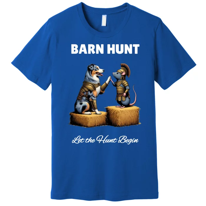 Barn Hunt Lover Cute Warrior Rat And Blue Merle Aussie Dog Cute Gift Premium T-Shirt