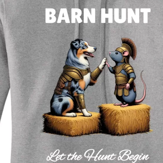 Barn Hunt Lover Cute Warrior Rat And Blue Merle Aussie Dog Cute Gift Women's Pullover Hoodie