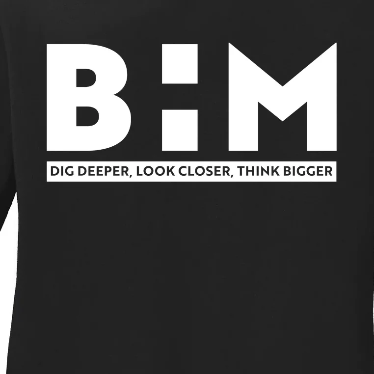 BHM Black History Month Dig Deeper Look Closer Think Bigger Ladies Long Sleeve Shirt