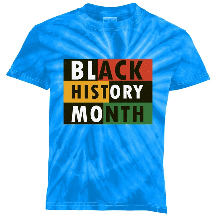 Black History Month Red Green Yellow Black Gift Kids Tie-Dye T-Shirt