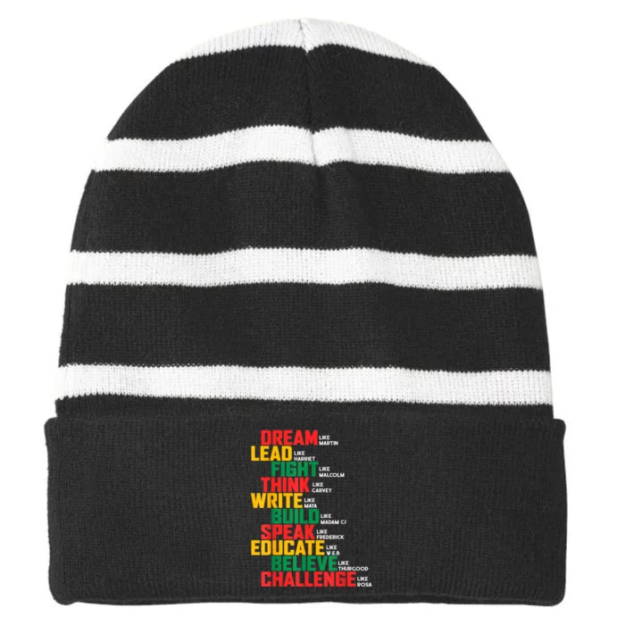 Black History Month For Men Women Striped Beanie with Solid Band