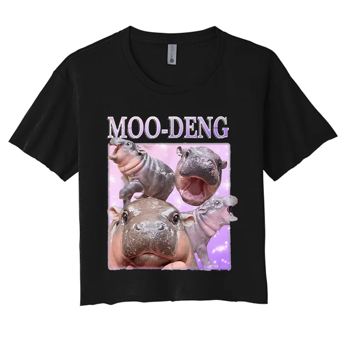 Baby Hippo Moo Deng Baby Hippo Moodeng Women's Crop Top Tee