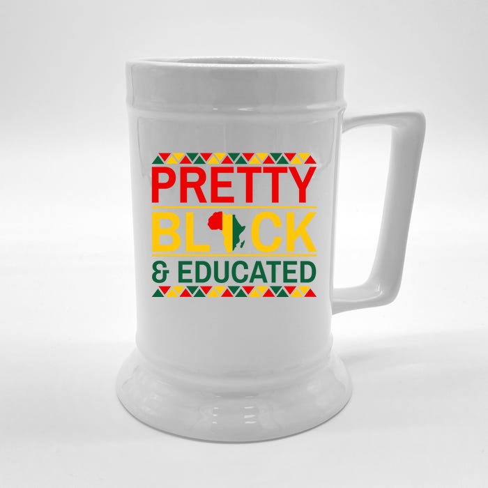 Black History Month Gift Pretty Black And Educated Gift Front & Back Beer Stein