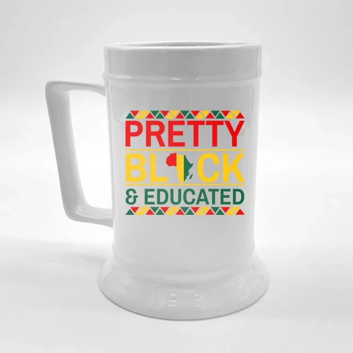 Black History Month Gift Pretty Black And Educated Gift Front & Back Beer Stein