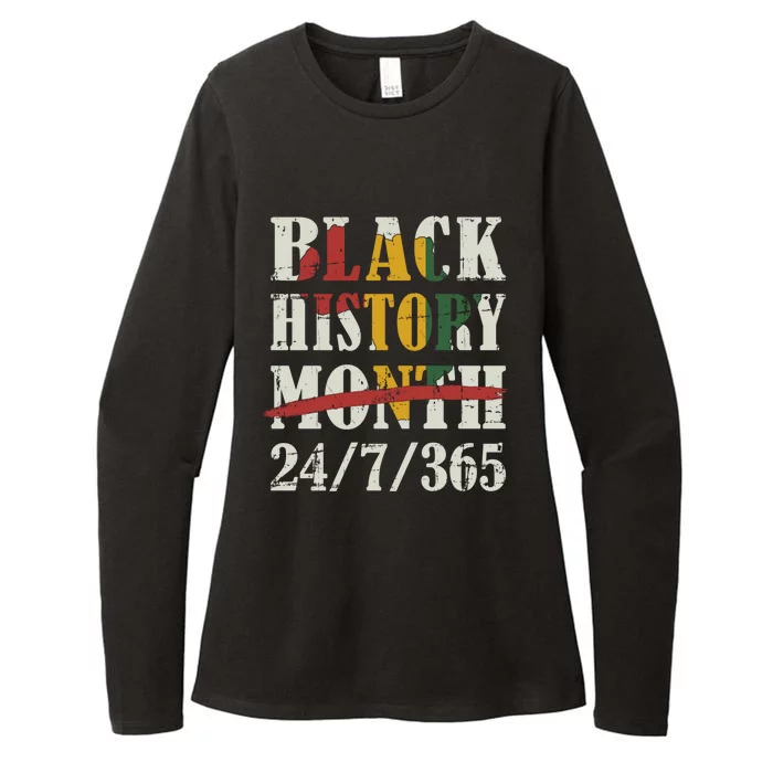 Black History Month 24/7/365 With African Map Flag Gift Womens CVC Long Sleeve Shirt